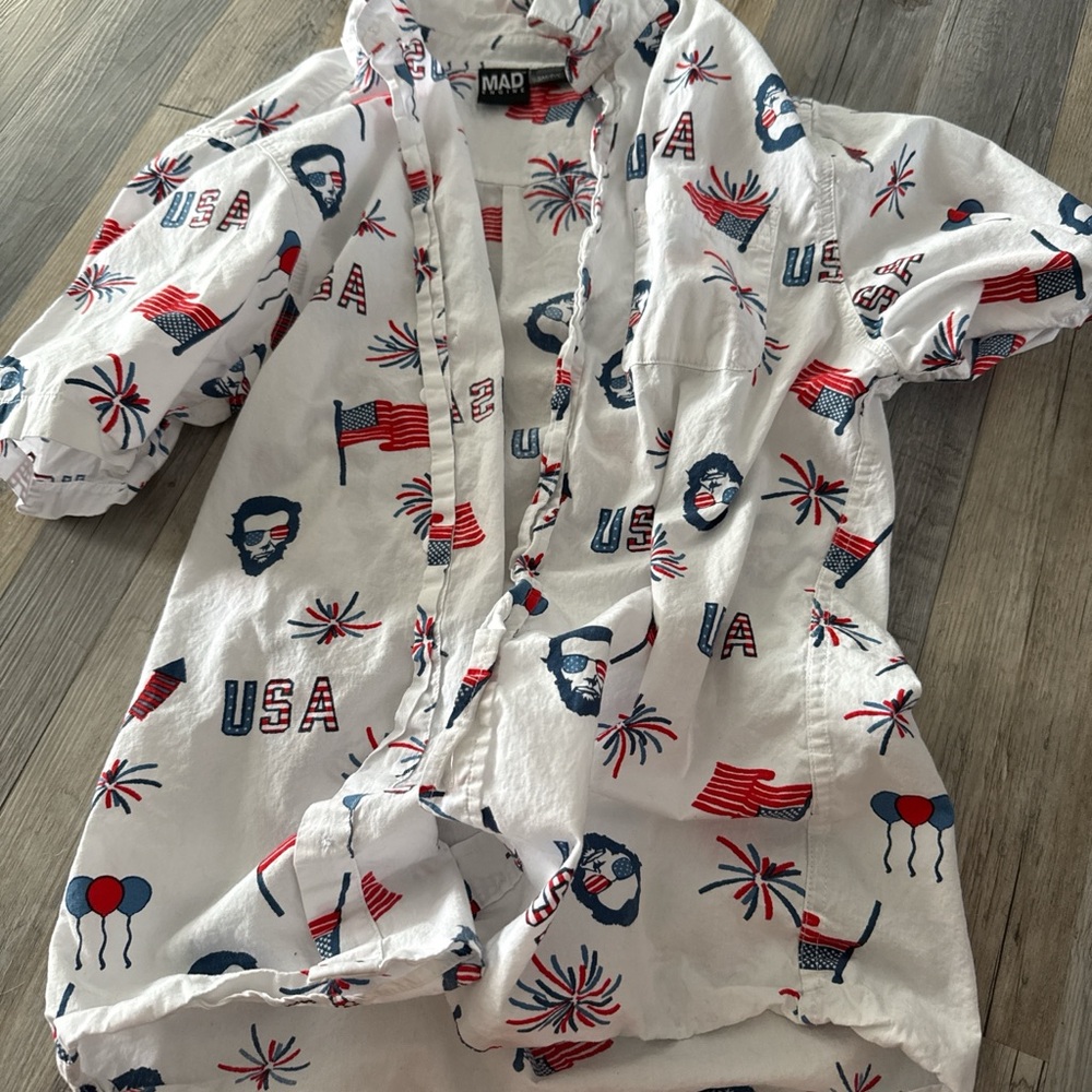 MAD Engine White USA Patriotic Men's Shirt